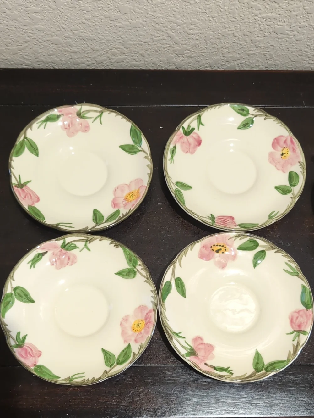 Set Of Four (4) Franciscan Desert Rose Tea Cups And Saucers
